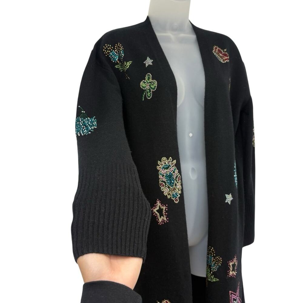Johnny Was Ladie Rhinestone Wool Cashmere Open Front Cardigan Designer Size XS - Picture 8 of 14